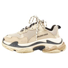 Balenciaga Grey Mesh and Leather Triple S Sneakers Size 39