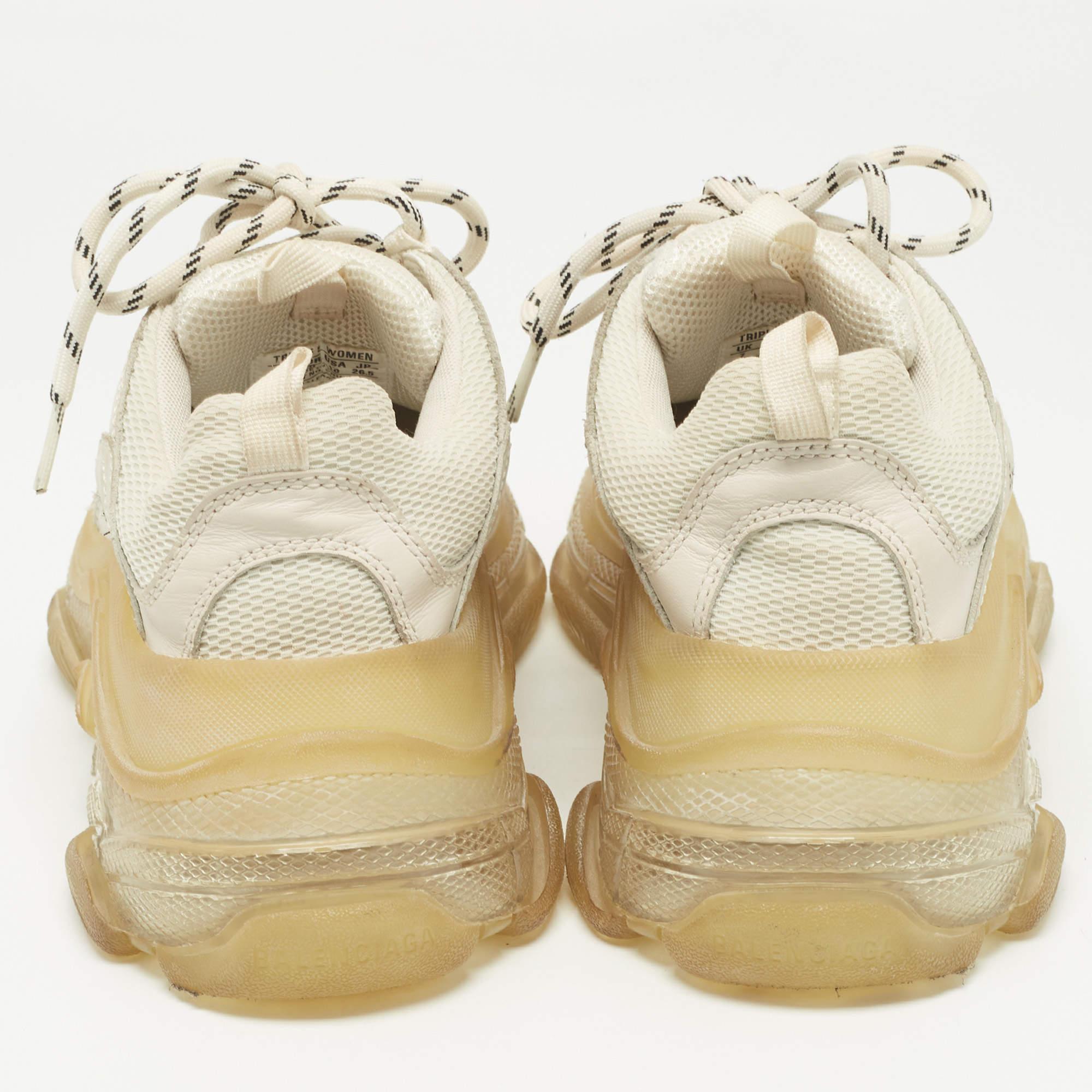 Balenciaga Grau Mesh und Nubuck Leder Dreifach S Clear Low Top Turnschuhe Größe 40 im Angebot 1