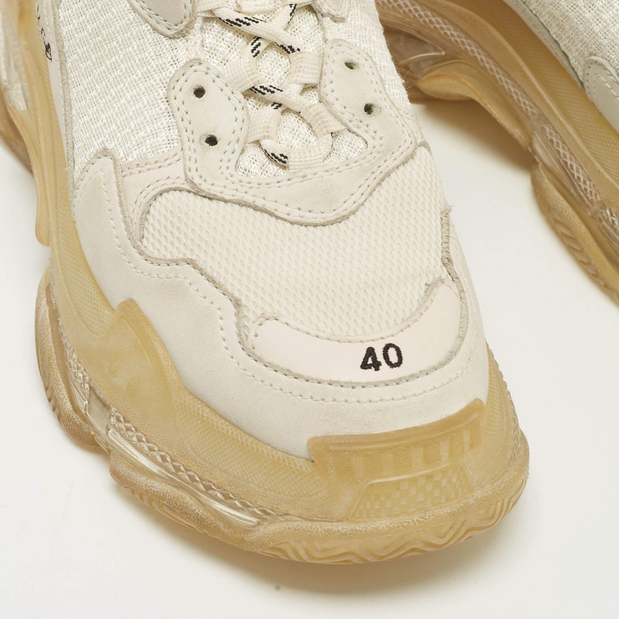 Balenciaga Grau Mesh und Nubuck Leder Dreifach S Clear Low Top Turnschuhe Größe 40 im Angebot 3