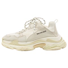 Balenciaga Grey Mesh and Nubuck Triple S Low Top Sneakers Size 46