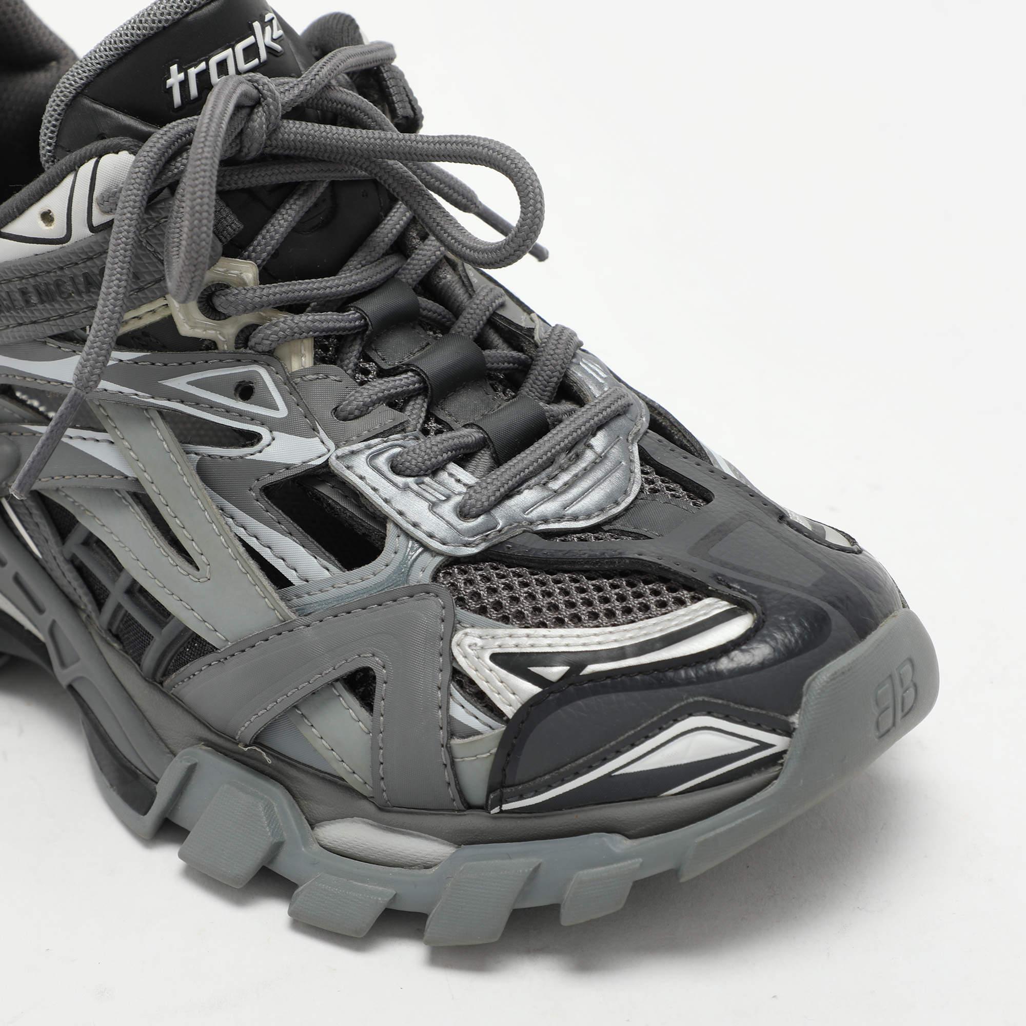 Balenciaga Grey Mesh and Rubber Track Low Top Sneakers Size 37 2
