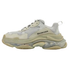 Balenciaga Grey Nubuck Leather and Mesh Low Top Sneakers Size 40