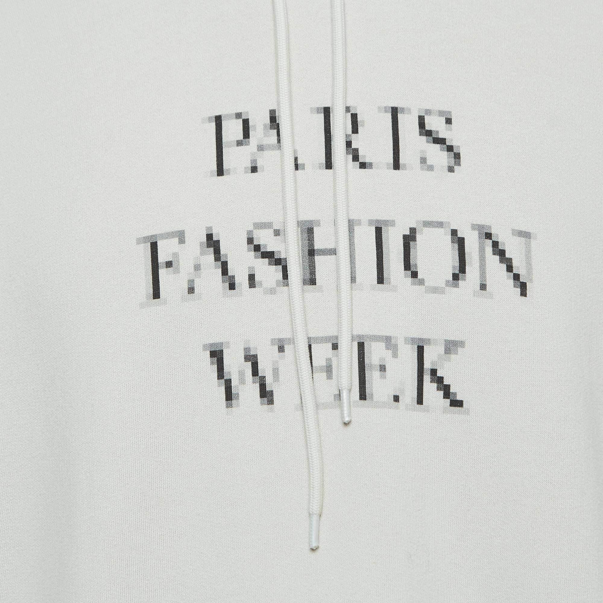 Gray Balenciaga Grey Paris Fashion Week Print Cotton Hooded Sweatshirt XS