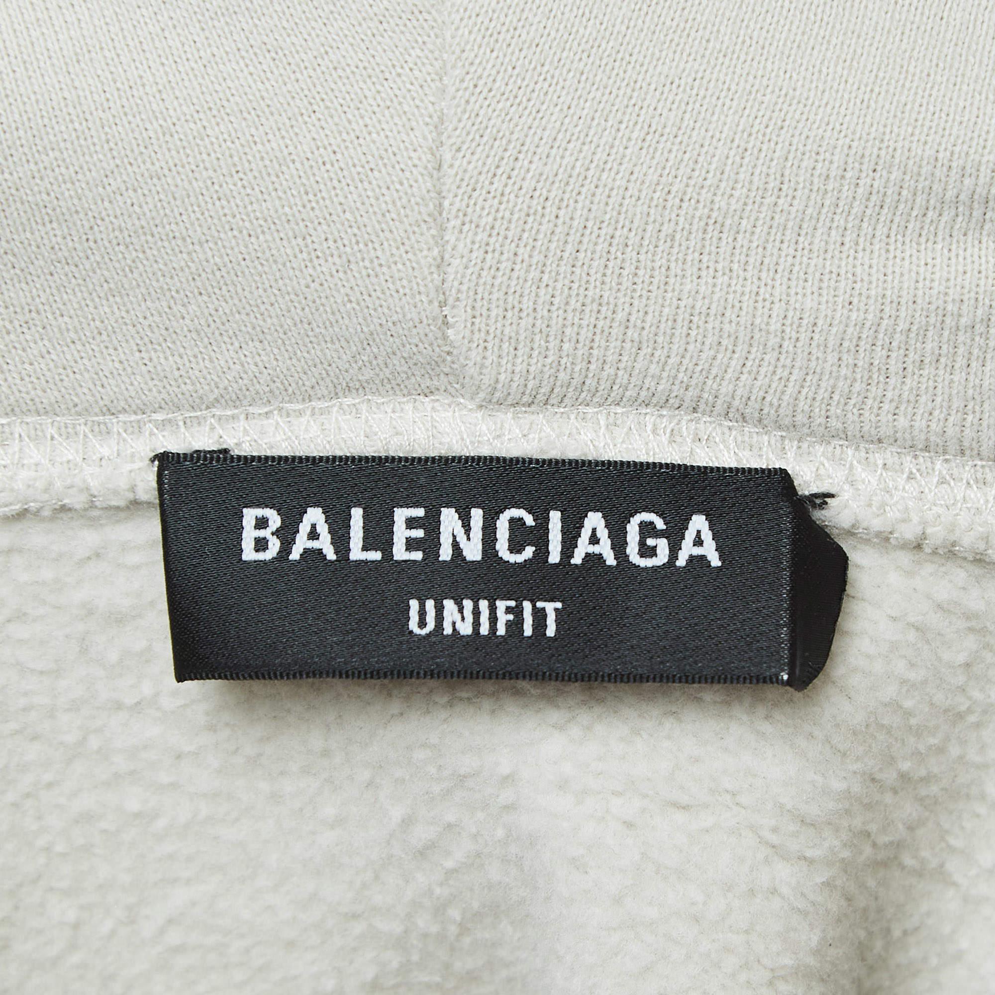 Balenciaga Grey Paris Fashion Week Print Cotton Hooded Sweatshirt XS 2