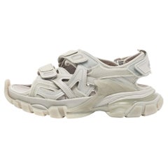 Balenciaga Grey Rubber and Leather Track Sandals Size 36