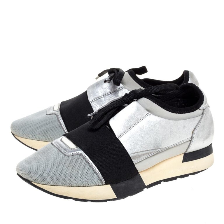 Balenciaga Grey/Silver Leather And Fabric Race Runner Low Top Sneakers Size  37 For Sale at 1stDibs | balenciaga grey low top, balenciaga low top grey,  low top grey balenciaga