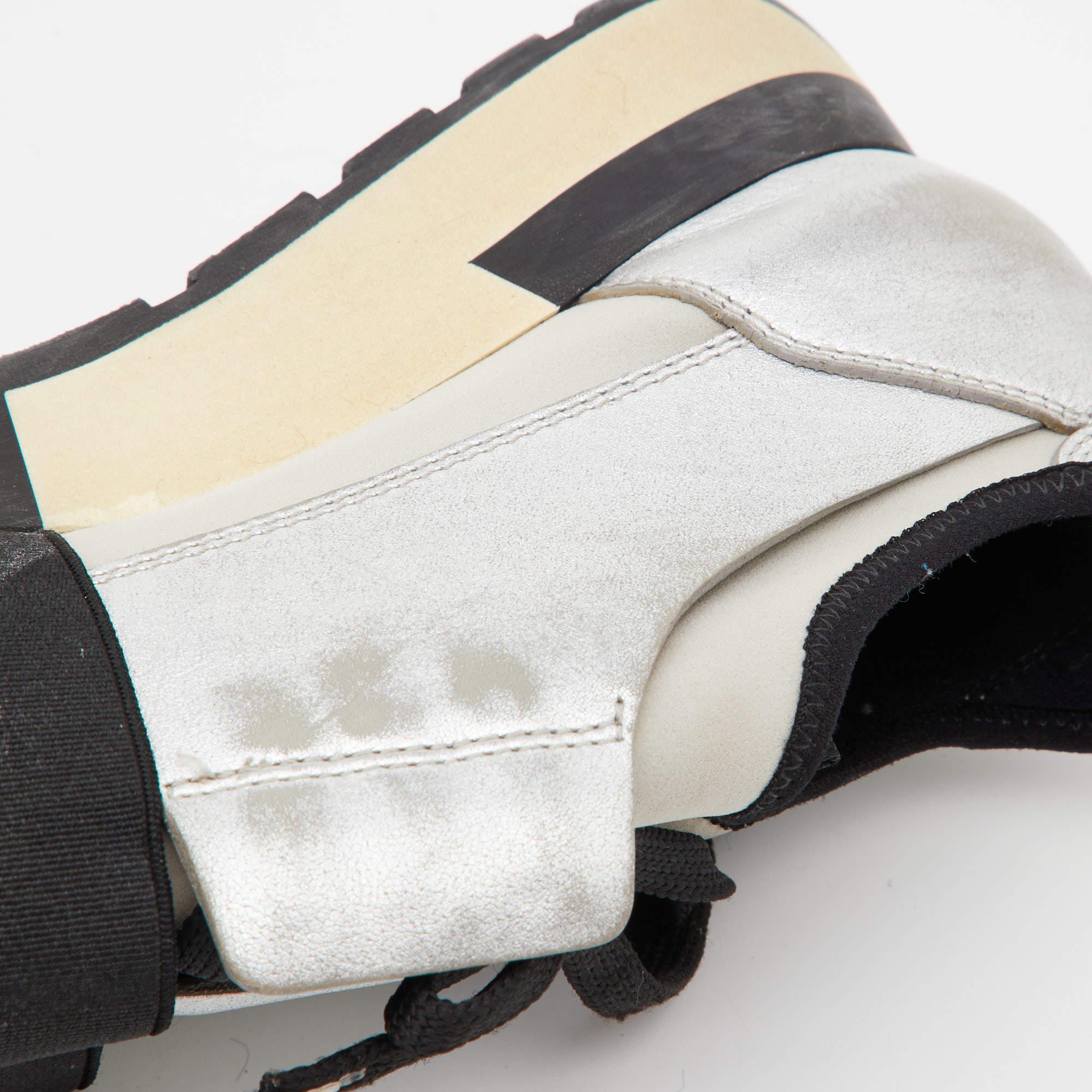 Balenciaga Sneakers Race Runner in pelle e tessuto grigio/argento misura 37 3