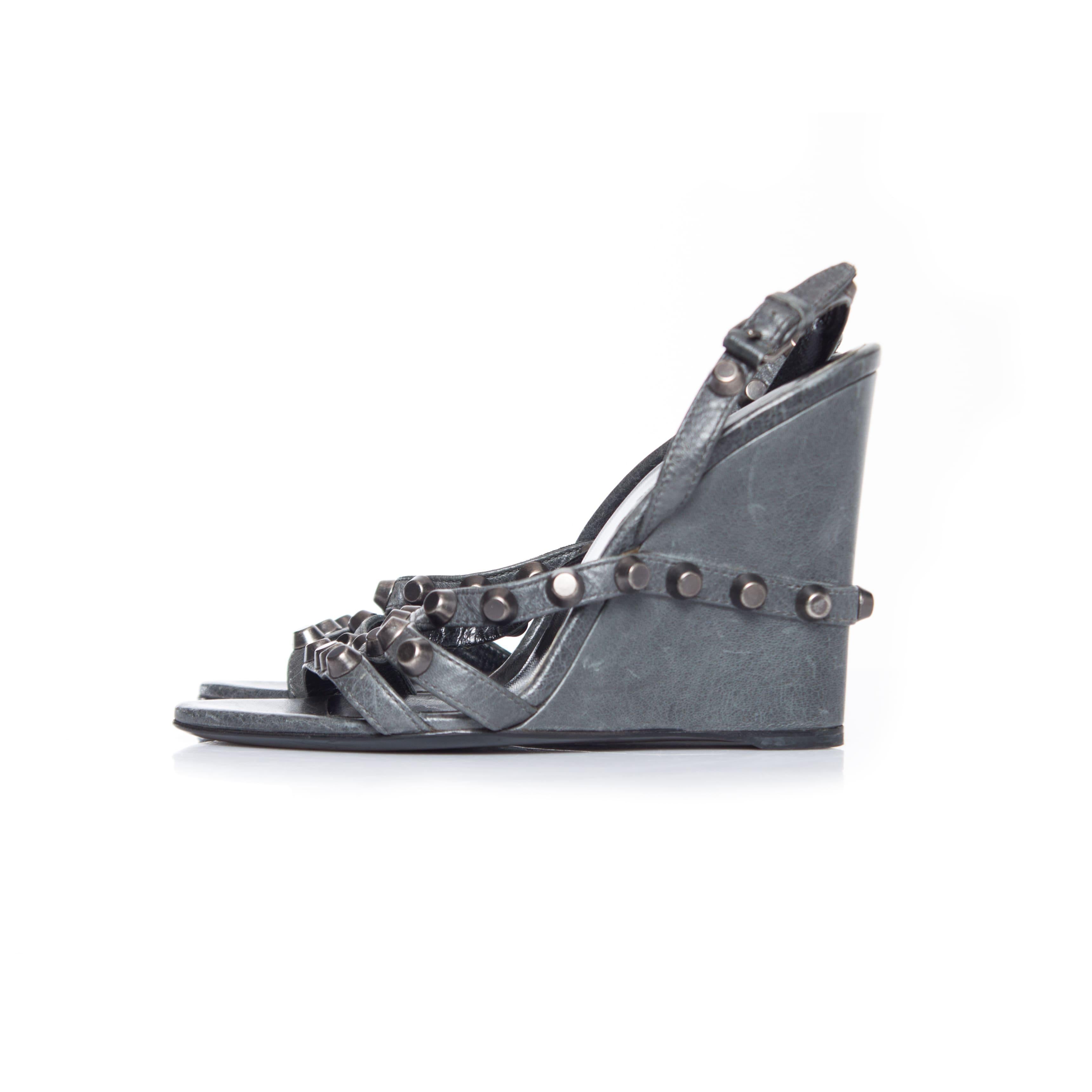 Balenciaga, Grey studded wedges 2