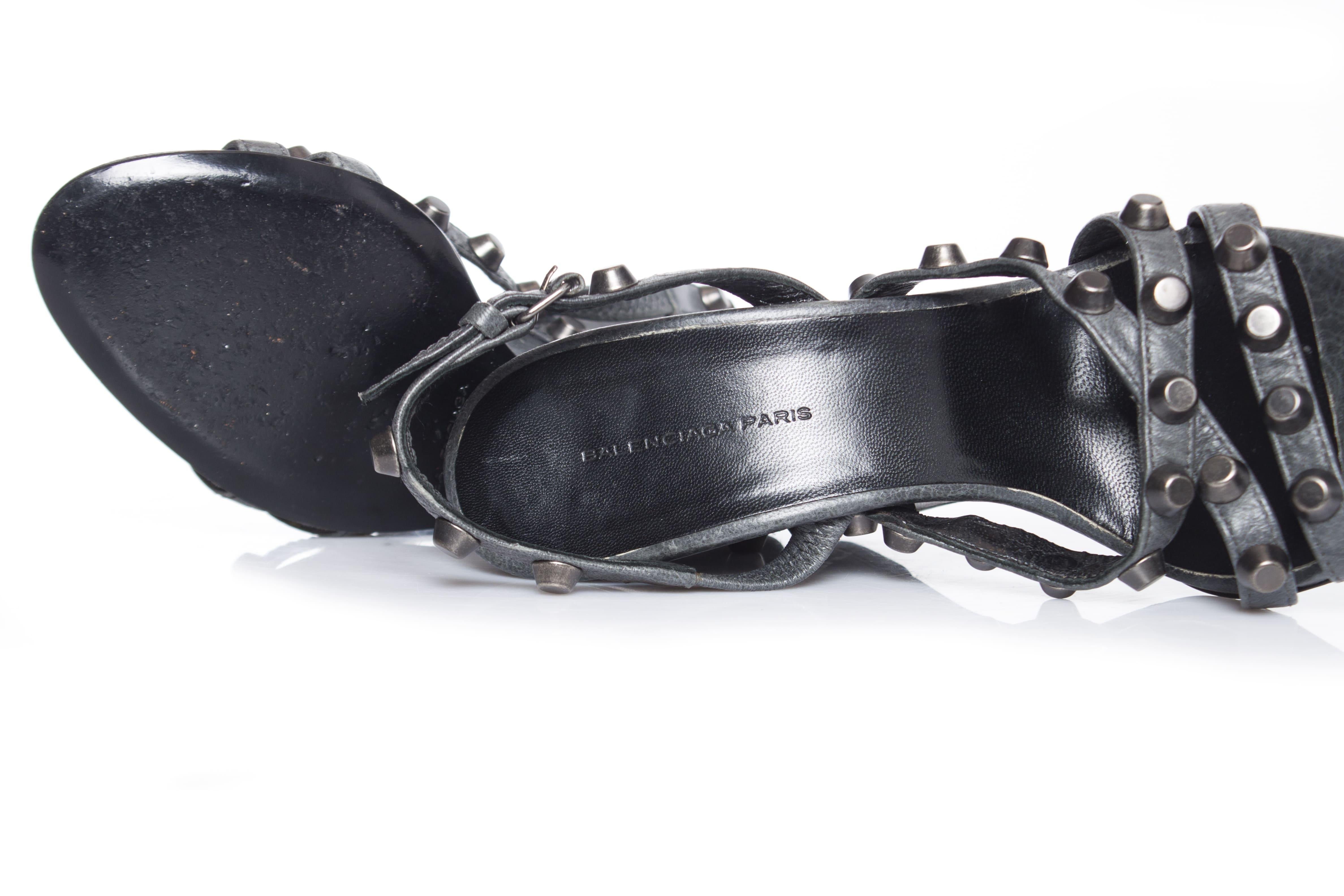 Balenciaga, Grey studded wedges 3