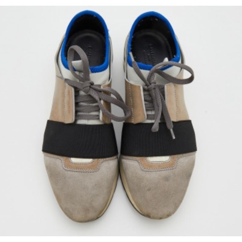 Marrone Balenciaga - Scarpe da ginnastica basse in pelle e camoscio grigio Taglia 38 in vendita
