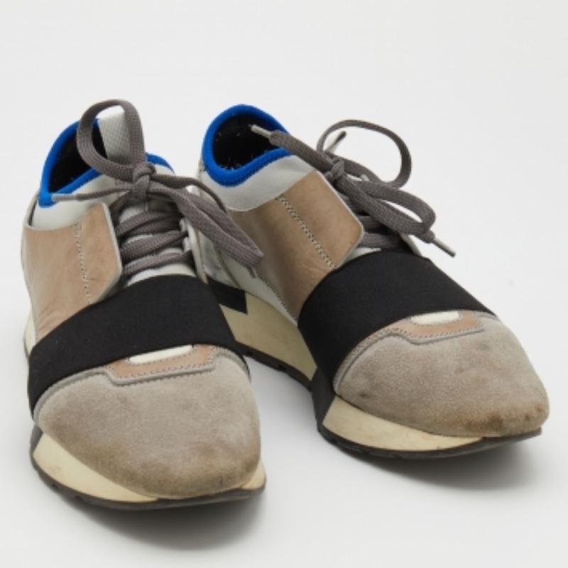 Balenciaga - Scarpe da ginnastica basse in pelle e camoscio grigio Taglia 38 In condizioni buone in vendita a Dubai, Al Qouz 2