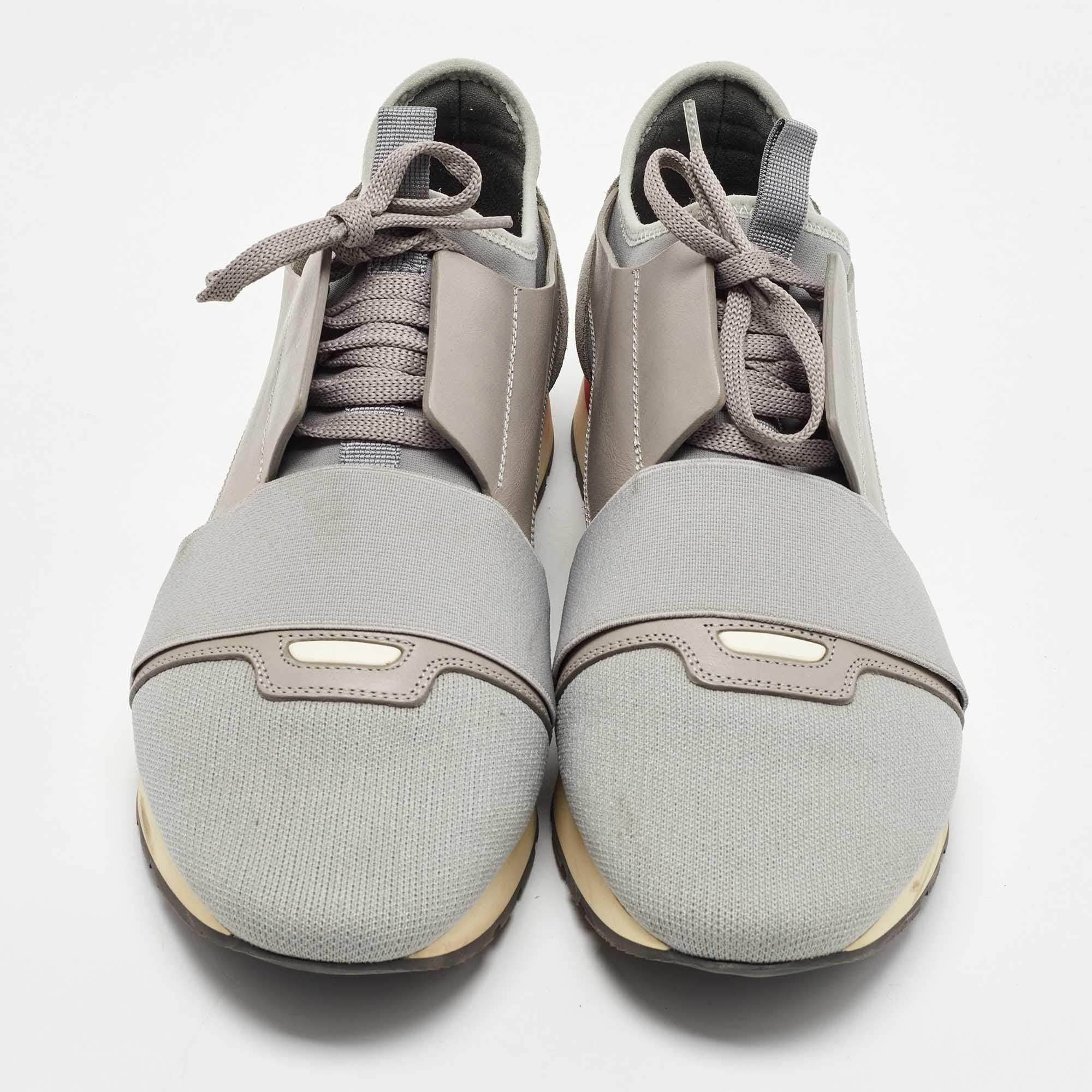 Gray Balenciaga Grey Suede and Leather Race Runner Sneakers Size 42