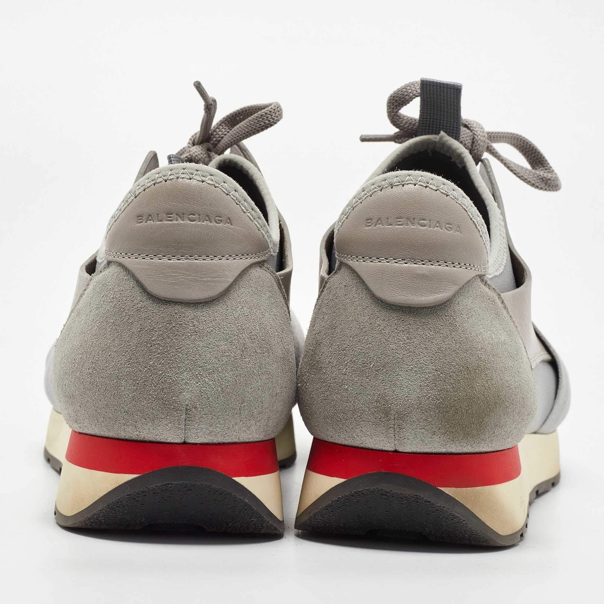 Men's Balenciaga Grey Suede and Leather Race Runner Sneakers Size 42
