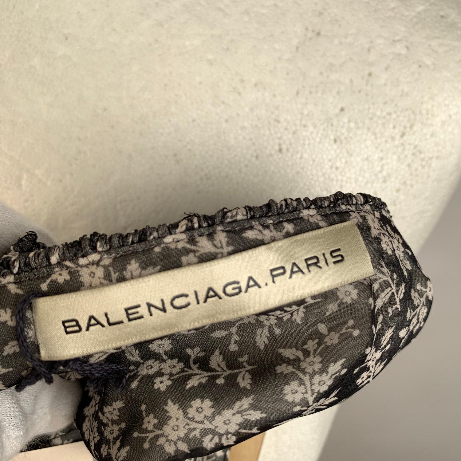 Women's Balenciaga Grey Textured Mesh Cami Top with Floral Panel Size 38