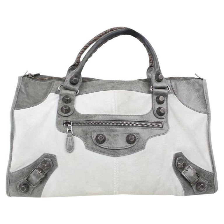 balenciaga grey suede bag