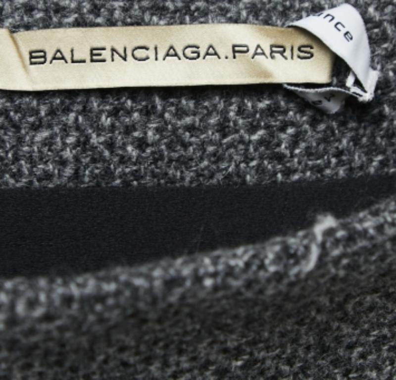 Noir Balenciaga Jupe crayon en laine vierge grise M. en vente