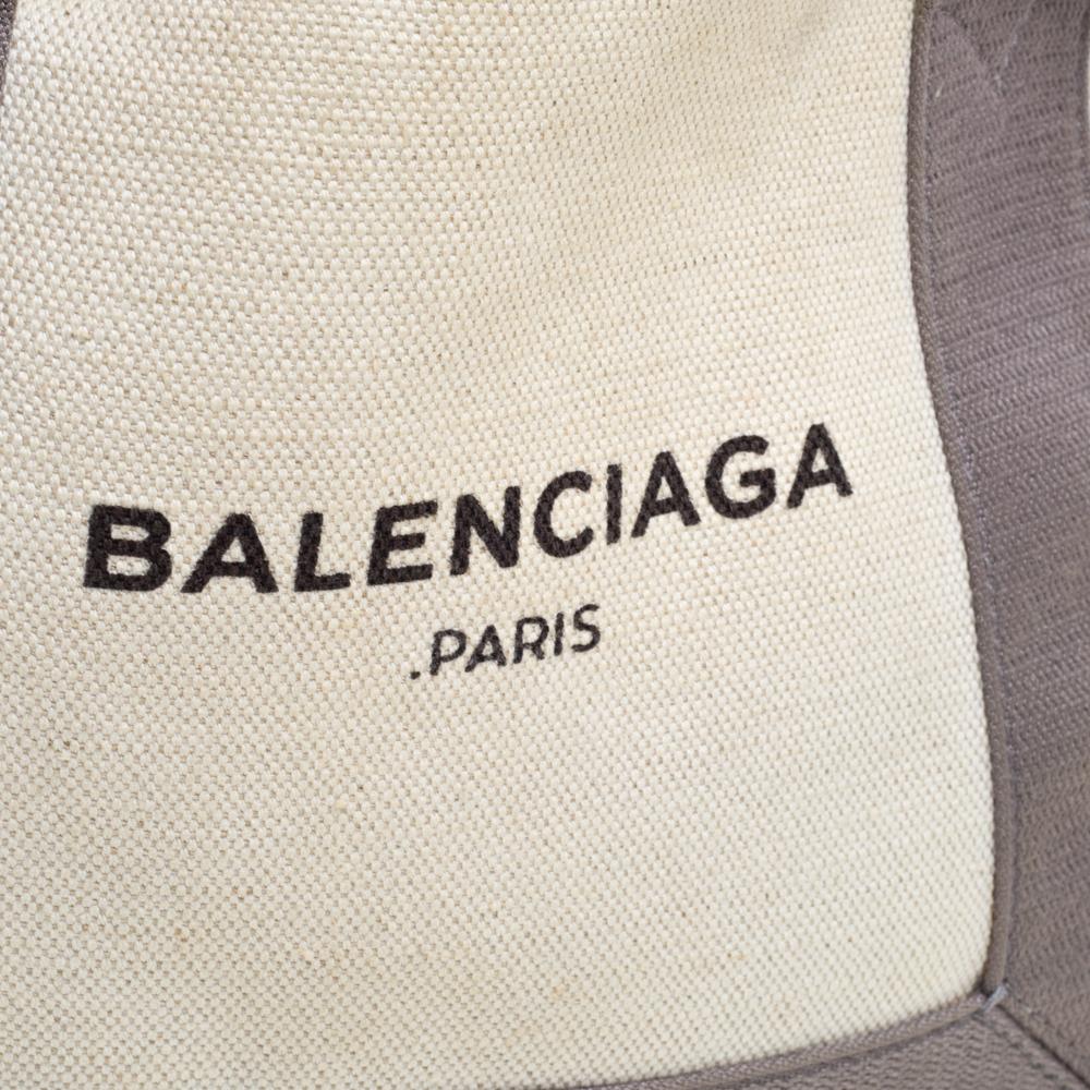 Balenciaga Grey/White Canvas and Leather XS Cabas Tote 3