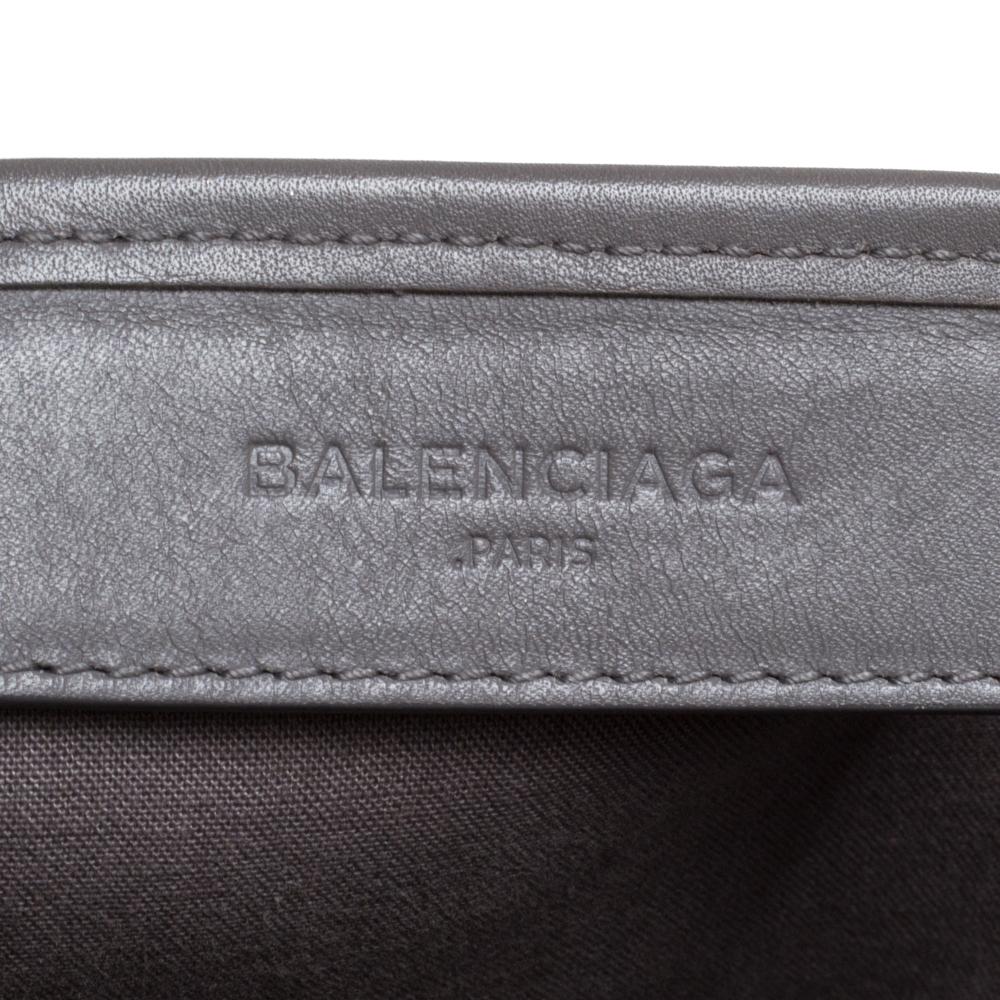 Women's Balenciaga Grey/White Canvas and Leather XS Cabas Tote
