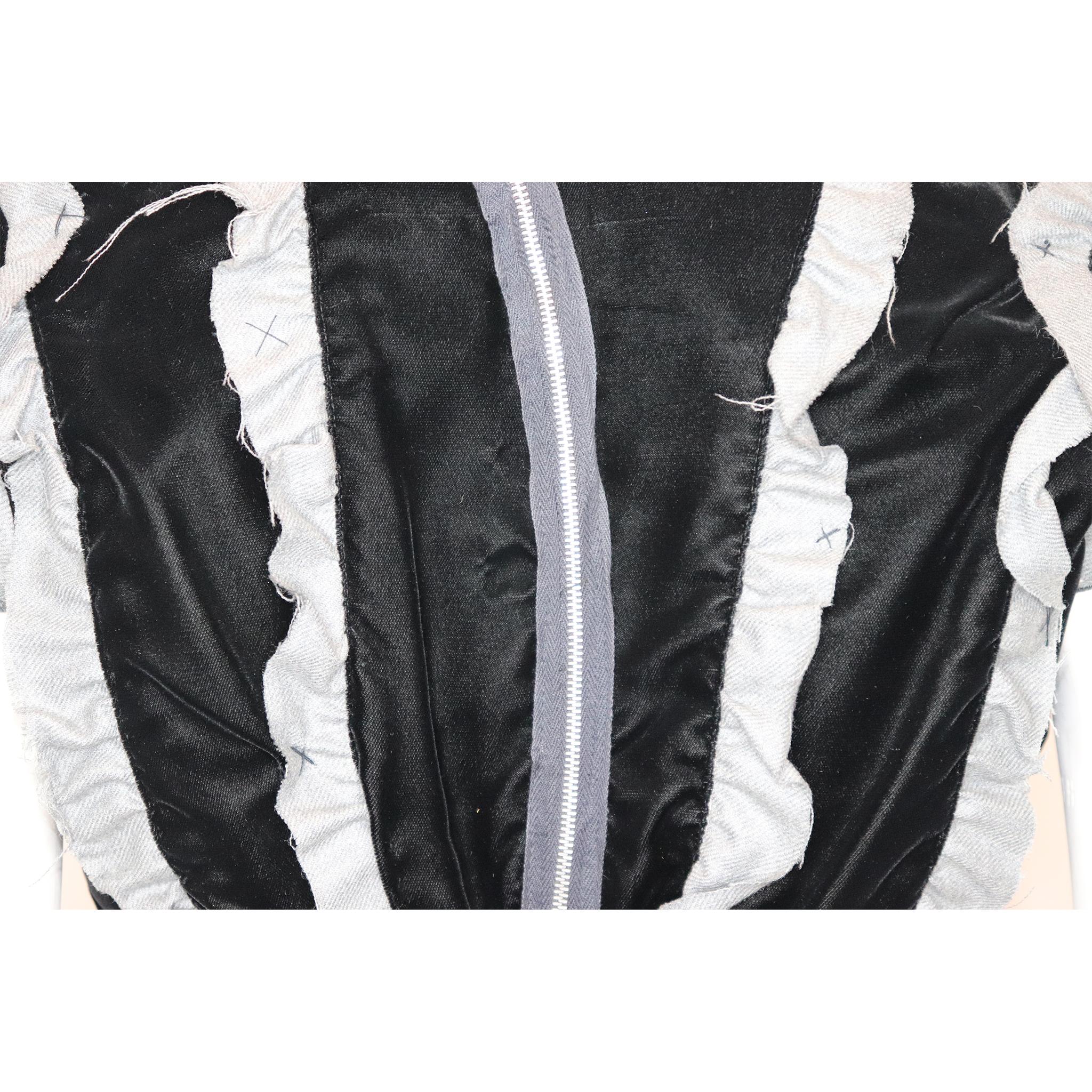 Women's Balenciaga Grey Wool & Black Velvet Deconstructed Dress w/ Zippers Circa 1990s