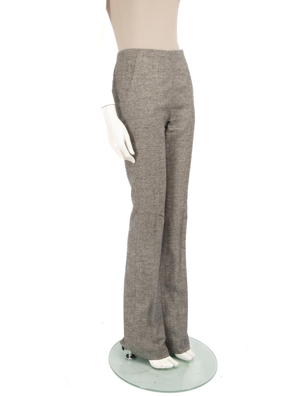 CONDITION is Very Good. Hardly any visible wear to the trousers is evident on this used Balenciaga designer resale item.
 
 
 
 Details
 
 
 Grey
 
 Wool
 
 Trousers
 
 Flared leg
 
 High rise
 
 2x Side pockets
 
 2x Back pockets
 
 Side zip and