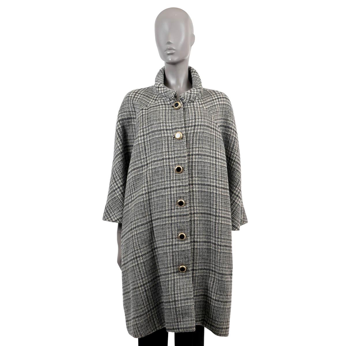 Gray BALENCIAGA grey wool mohair 2017 PLAID Coat Jacket 38 S For Sale