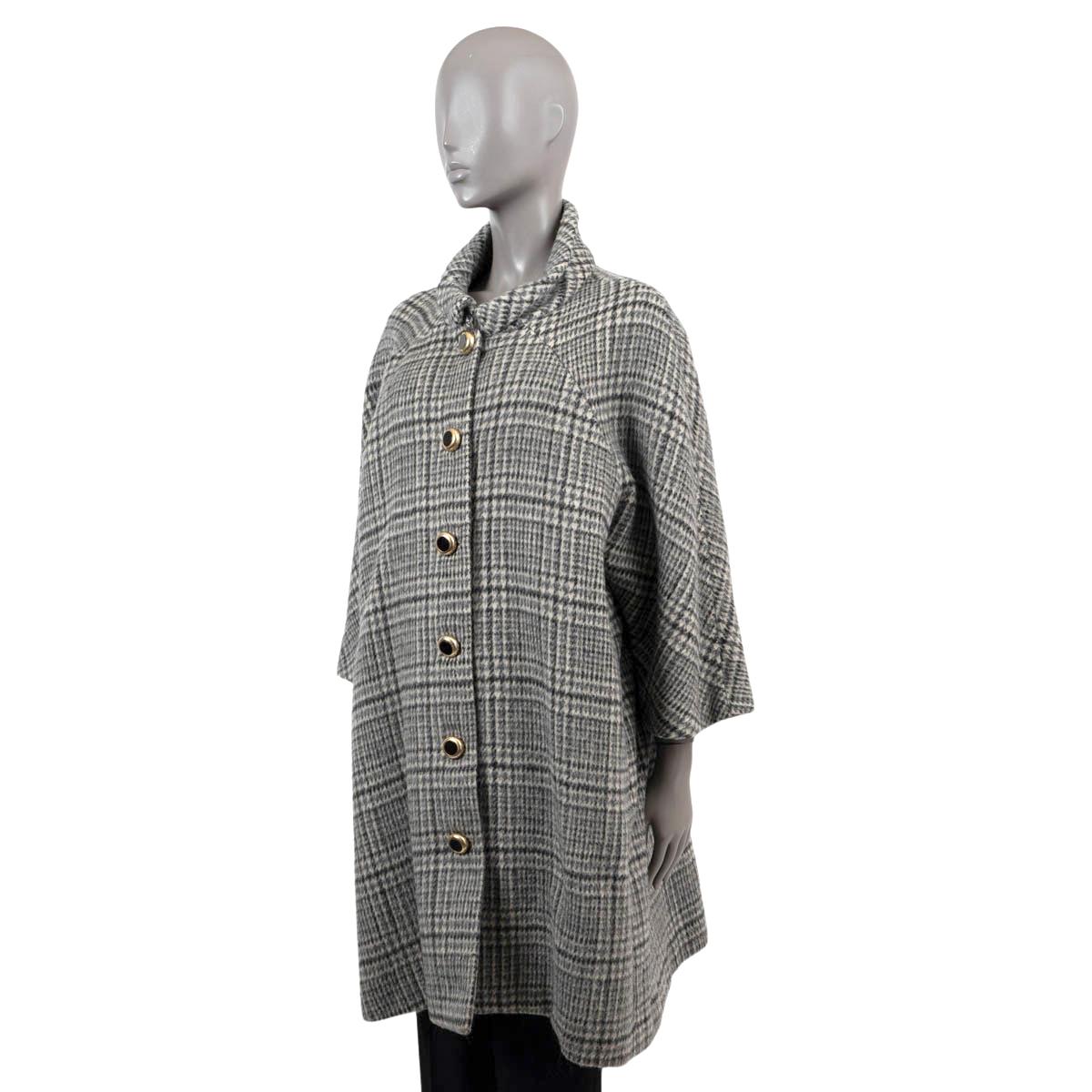Women's BALENCIAGA grey wool mohair 2017 PLAID Coat Jacket 38 S For Sale