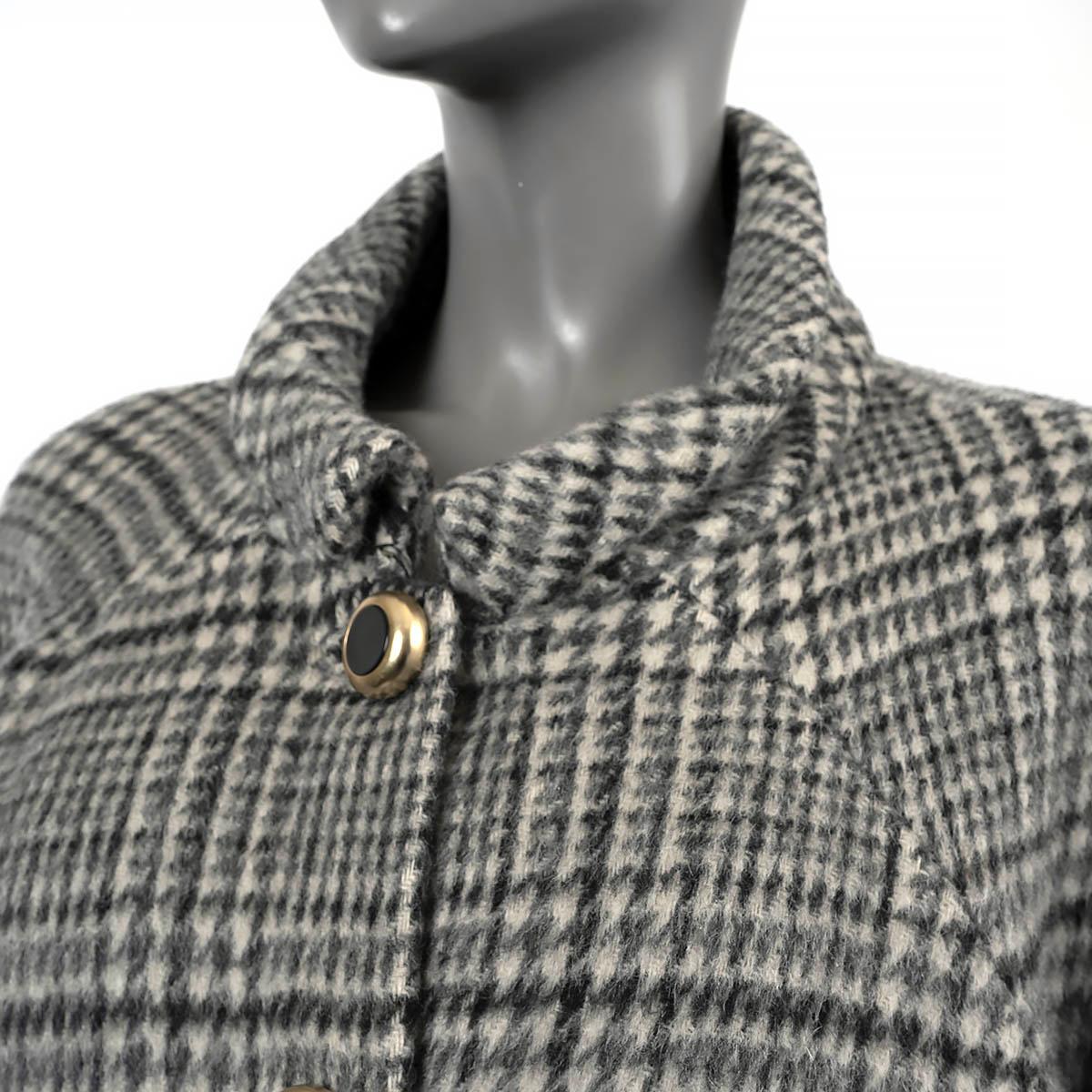 BALENCIAGA grey wool mohair 2017 PLAID Coat Jacket 38 S For Sale 2