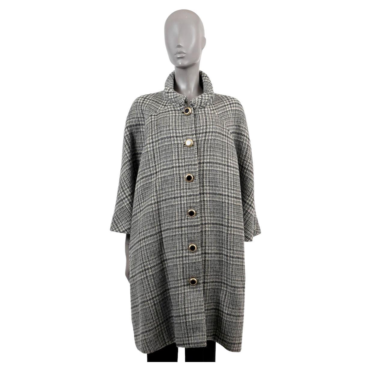 BALENCIAGA grey wool mohair 2017 PLAID Coat Jacket 38 S For Sale