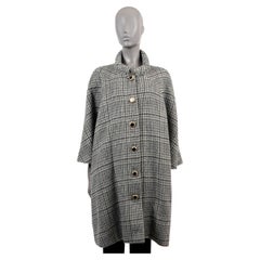 BALENCIAGA grey wool mohair 2017 PLAID Coat Jacket 38 S