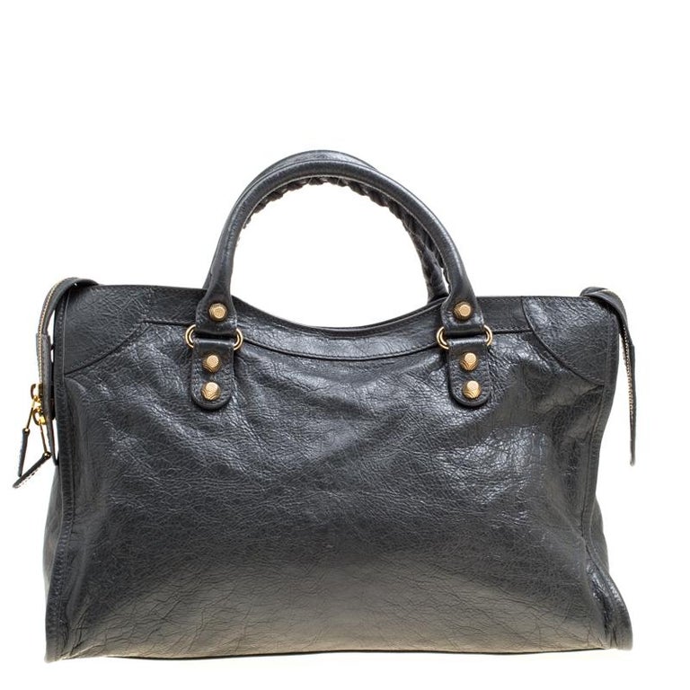 Balenciaga Gris Fossile Leather GH City Bag For Sale at 1stDibs