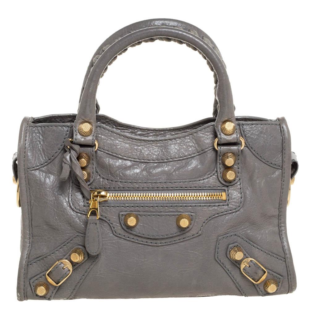 Balenciaga Gris Pyrite Leather Mini Classic City Bag 5