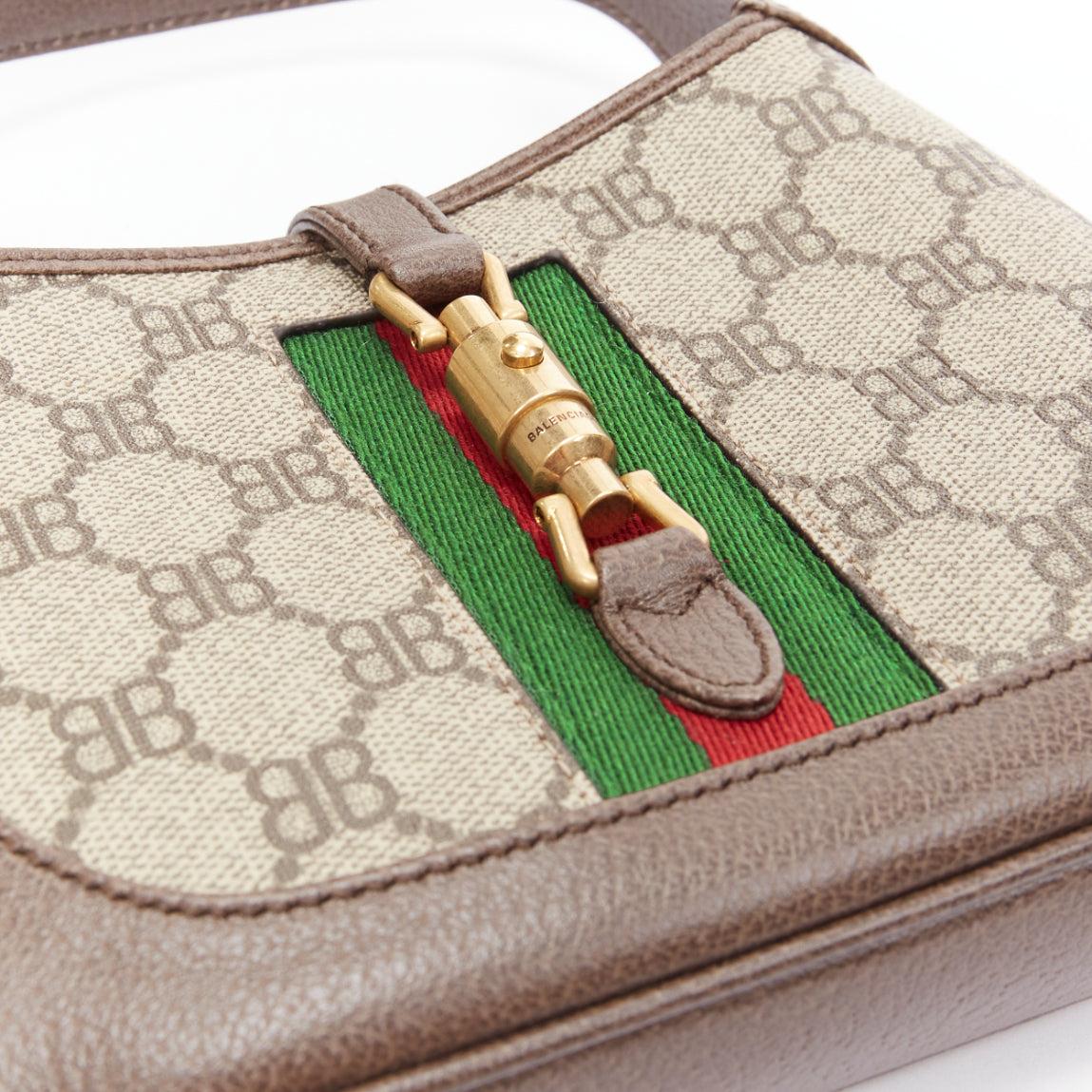 BALENCIAGA GUCCI 2021 Hacker Jackie BB monogram web mini hobo bag For Sale 2