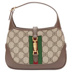 BALENCIAGA GUCCI 2021 Hacker Jackie BB monogram web mini hobo bag