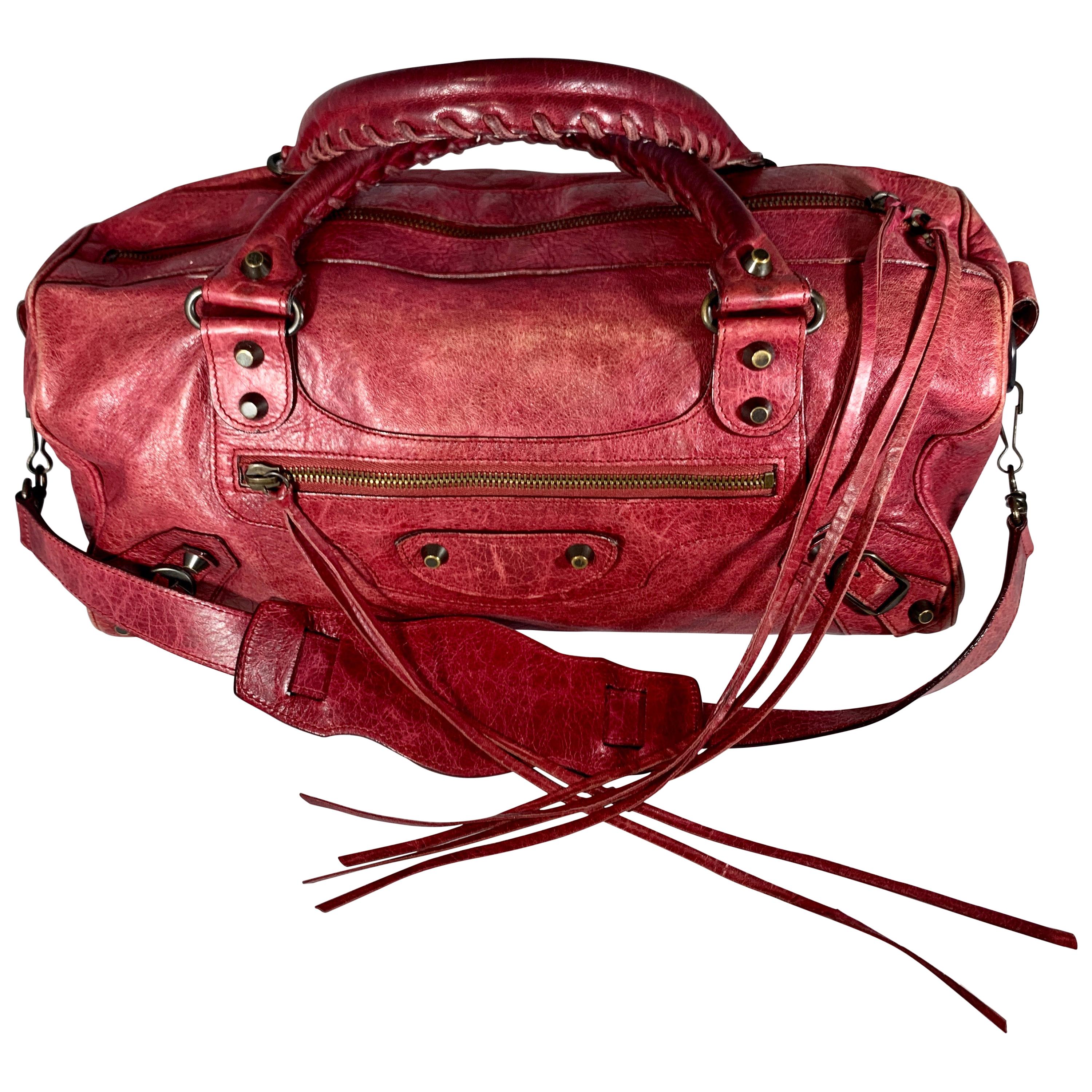 Balenciaga Hand Bag The Twiggy Reds Leather, Made in Italy, Shoulder Bag