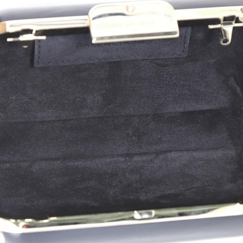 Black Balenciaga Hard Case Clutch Leather with Metal Detail Small