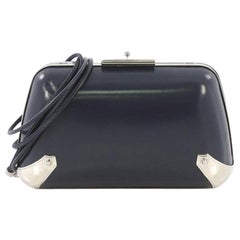 Balenciaga Hard Case Clutch Leather With Metal Detail Small