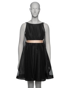 Balenciaga Haute Couture Black Baby Doll Dress with Nude Pink Silk Bow, FW 1967