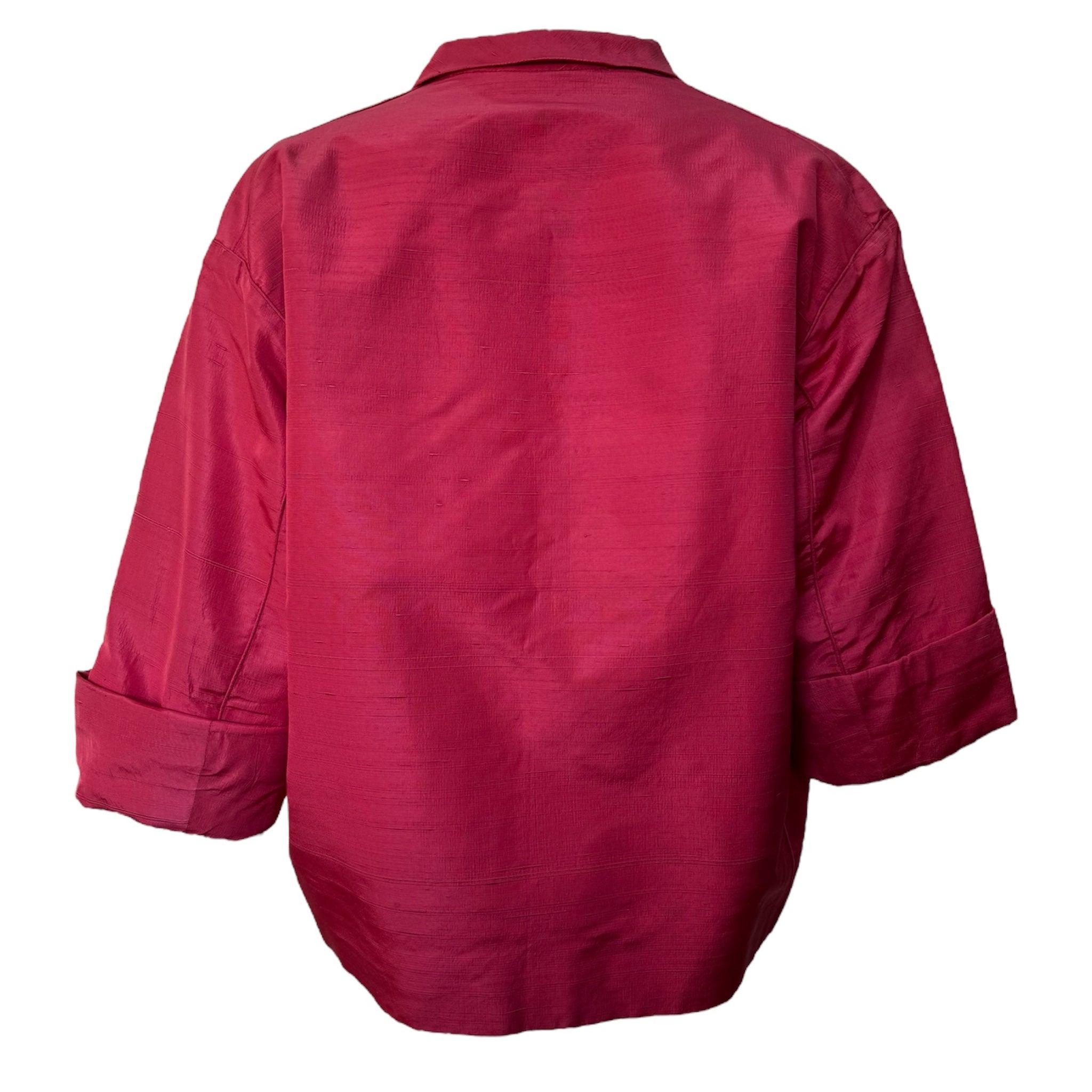 Balenciaga Haute Couture Red Swing Bolero Jacket, Early 1960s In Good Condition For Sale In Los Angeles, CA