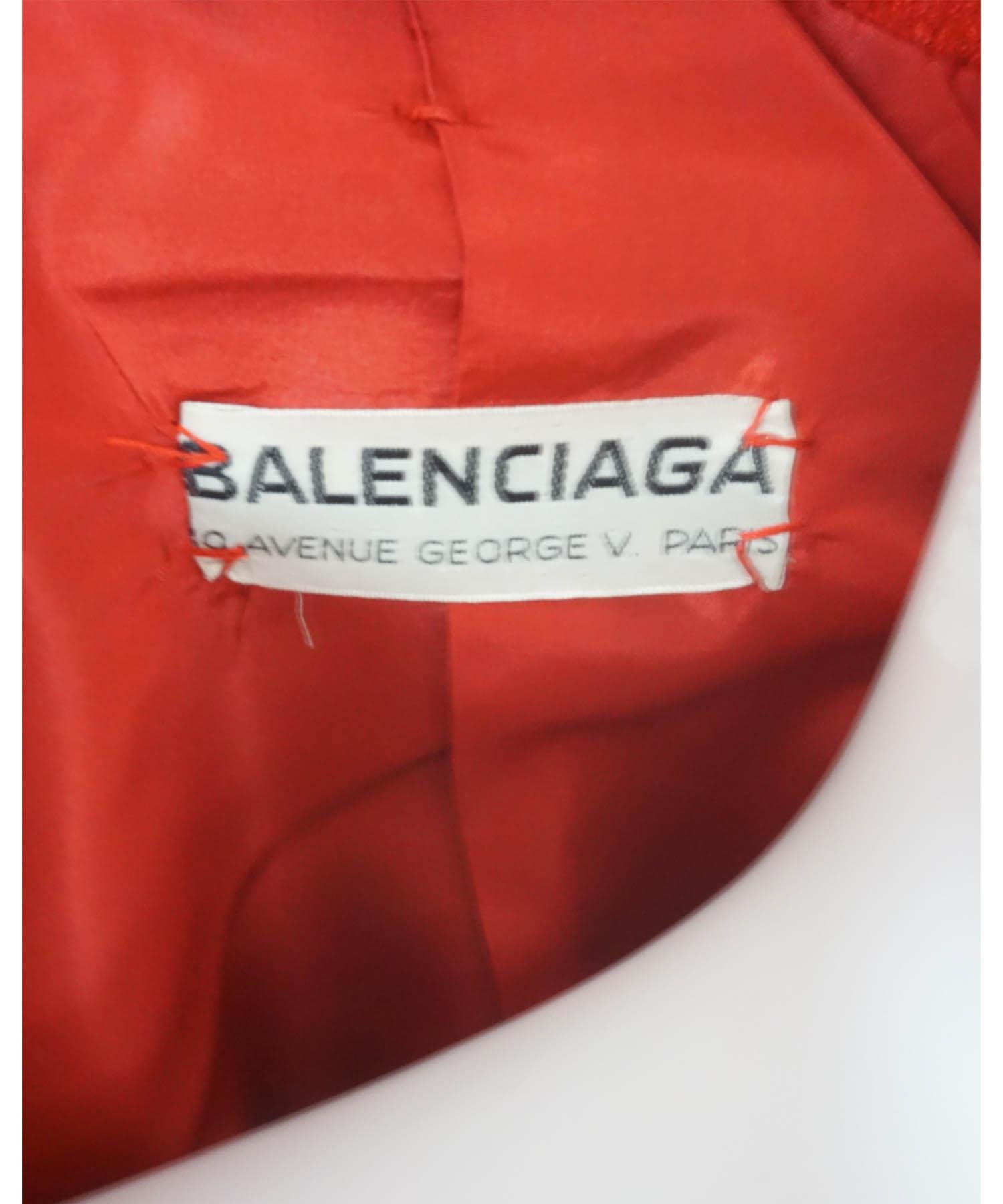 Balenciaga Haute Couture Red Wool Boucle 3 Piece 