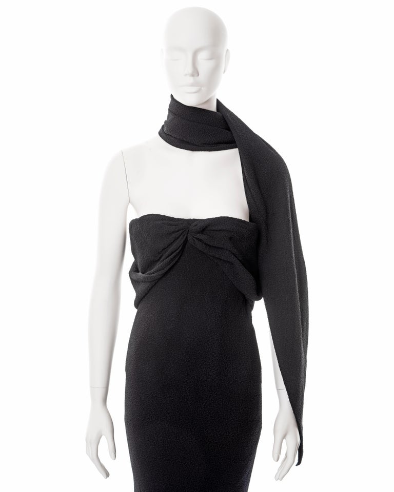 Balenciaga Haute Couture black silk crêpe evening dress with train, fw 1960  For Sale at 1stDibs