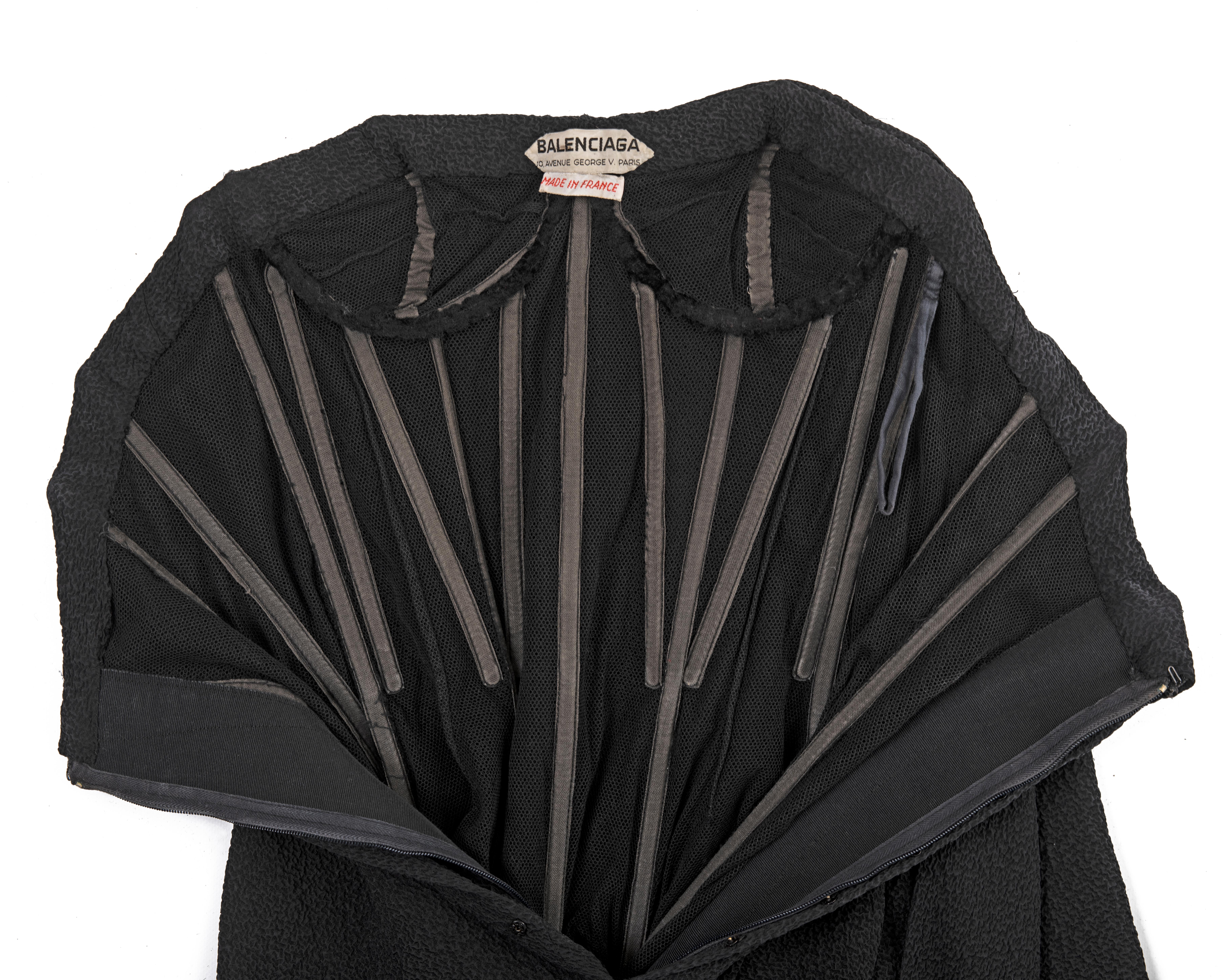 Balenciaga Haute Couture black silk crêpe evening dress with train, fw 1960 For Sale 16