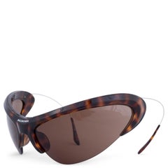 BALENCIAGA Havane brown tortoise RETRACTABLE WIRE SHIELD Sunglasses BB0232S