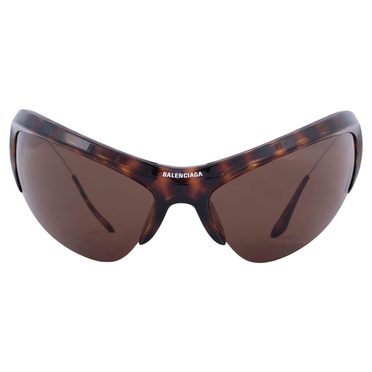 BALENCIAGA Havane brown tortoise RETRACTABLE WIRE SHIELD Sunglasses BB0232S For Sale