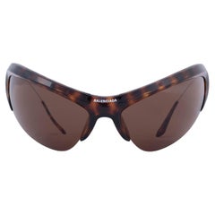 BALENCIAGA Havane brown tortoise RETRACTABLE WIRE SHIELD Sunglasses BB0232S