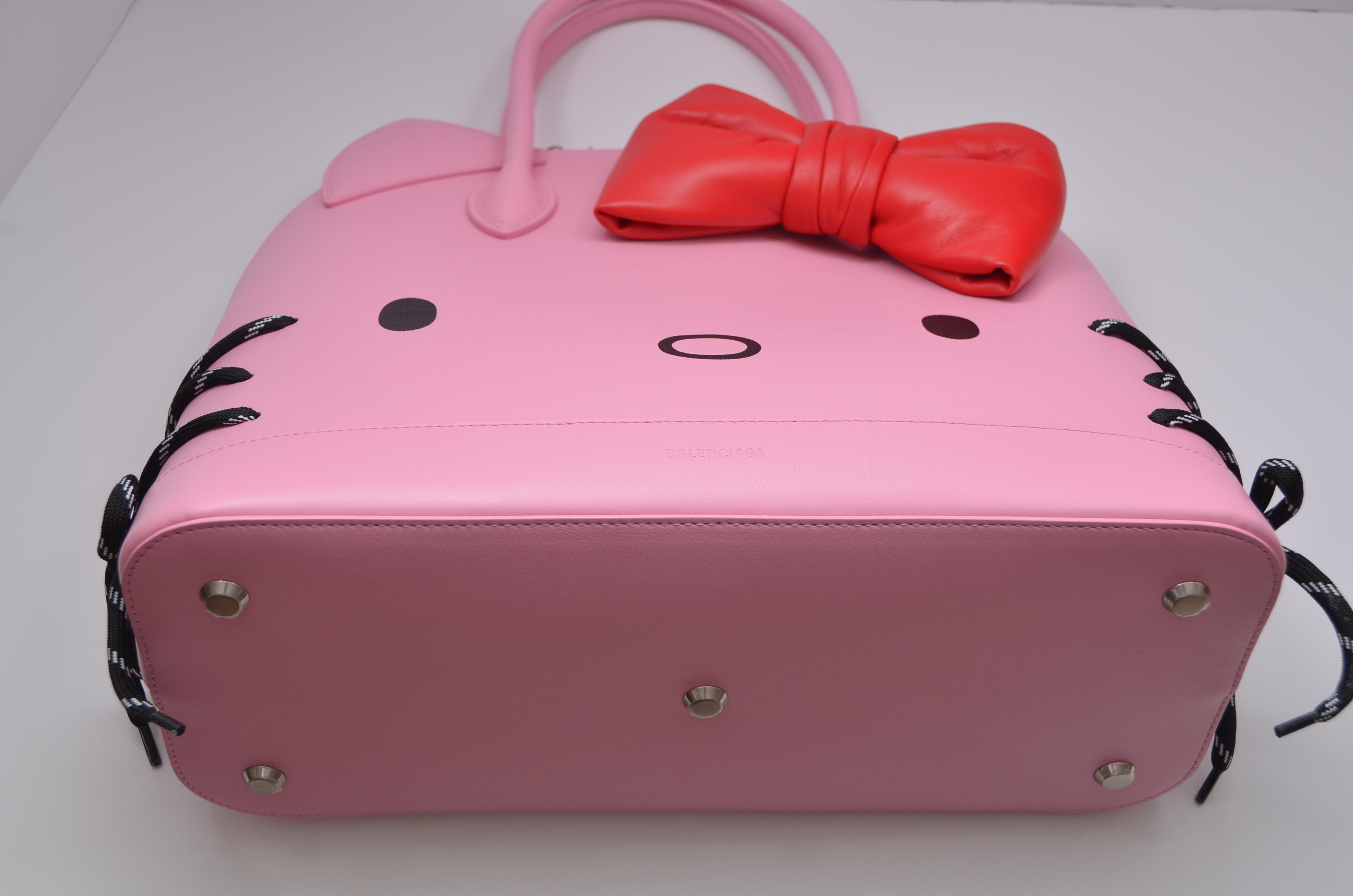 Balenciaga HELLO KITTY Baby Pink Large SZ  Ville Handbag With NEW With Tags 3