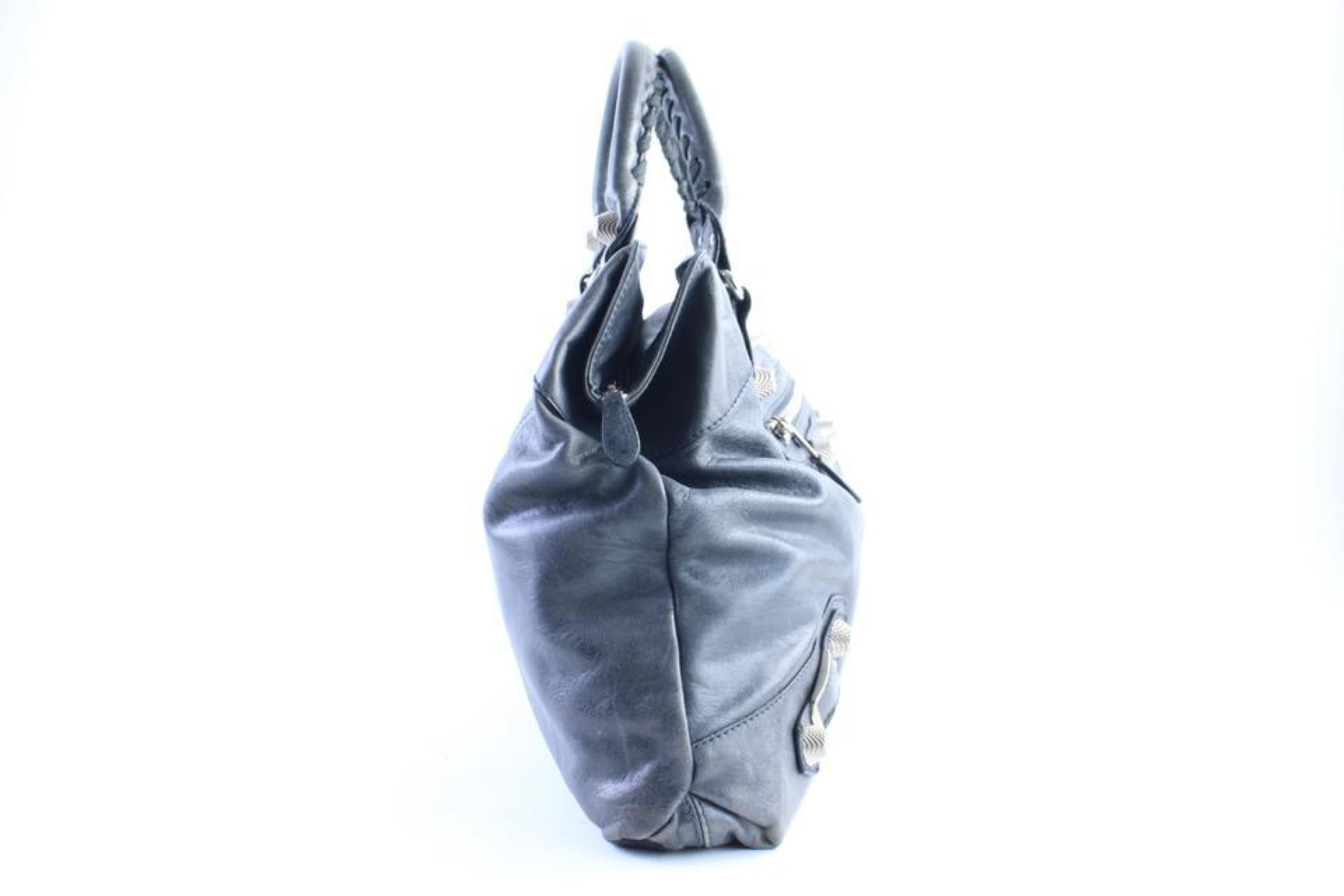 Balenciaga Hobo Arena Giant Brief 16mr0417 Charcoal Leather Tote In Excellent Condition For Sale In Forest Hills, NY