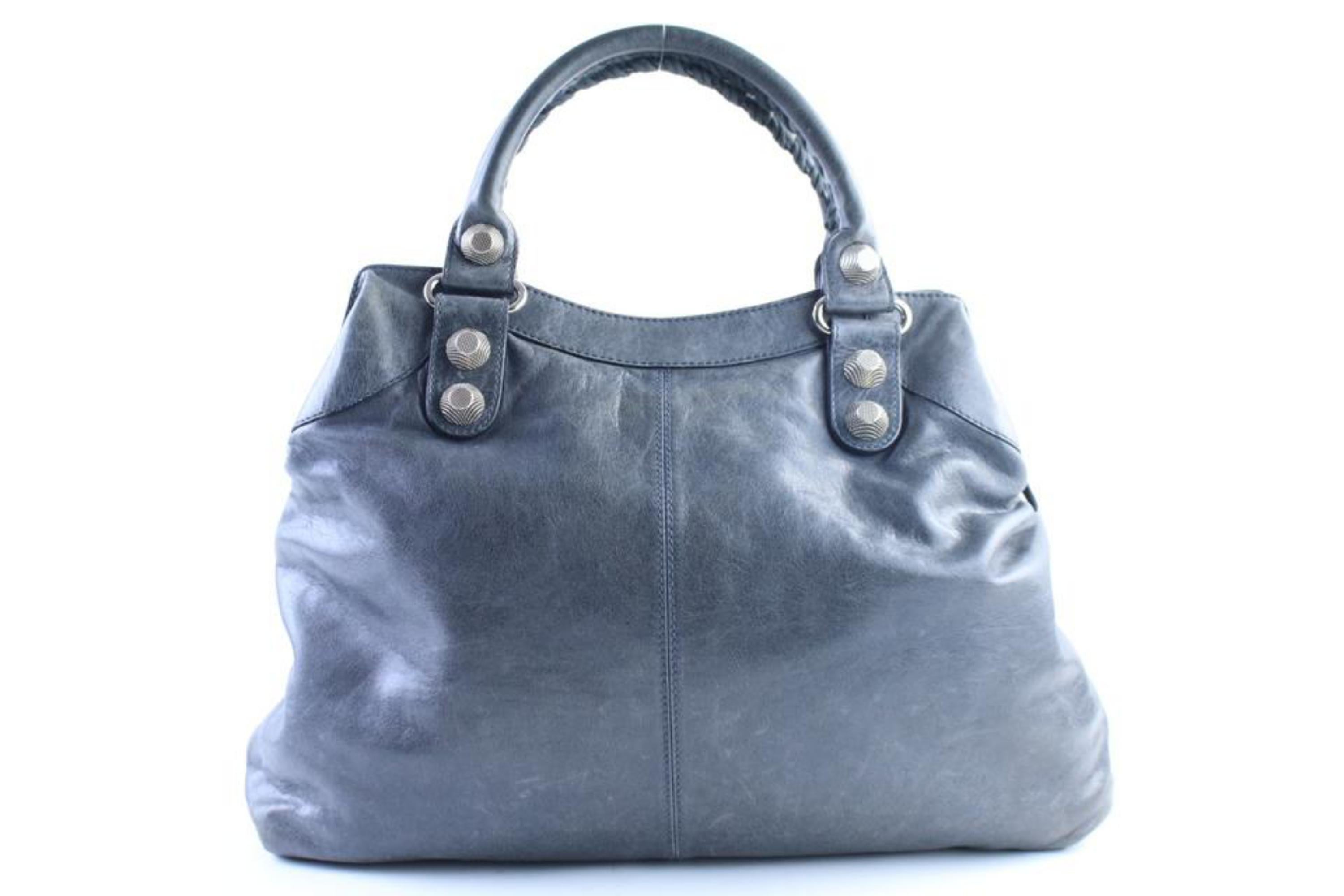 Balenciaga Hobo Arena Giant Brief 16mr0417 Charcoal Leather Tote For Sale 1