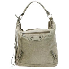 Balenciaga Hobo Olive Day One 868205 Beige Leather Shoulder Bag