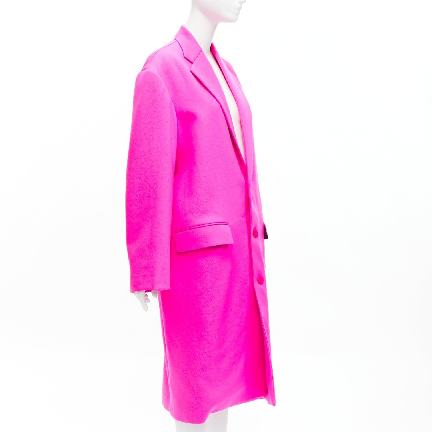 BALENCIAGA hot pink cavalry wool oversized long coat FR34 XS Hailey Beiber In Excellent Condition For Sale In Hong Kong, NT
