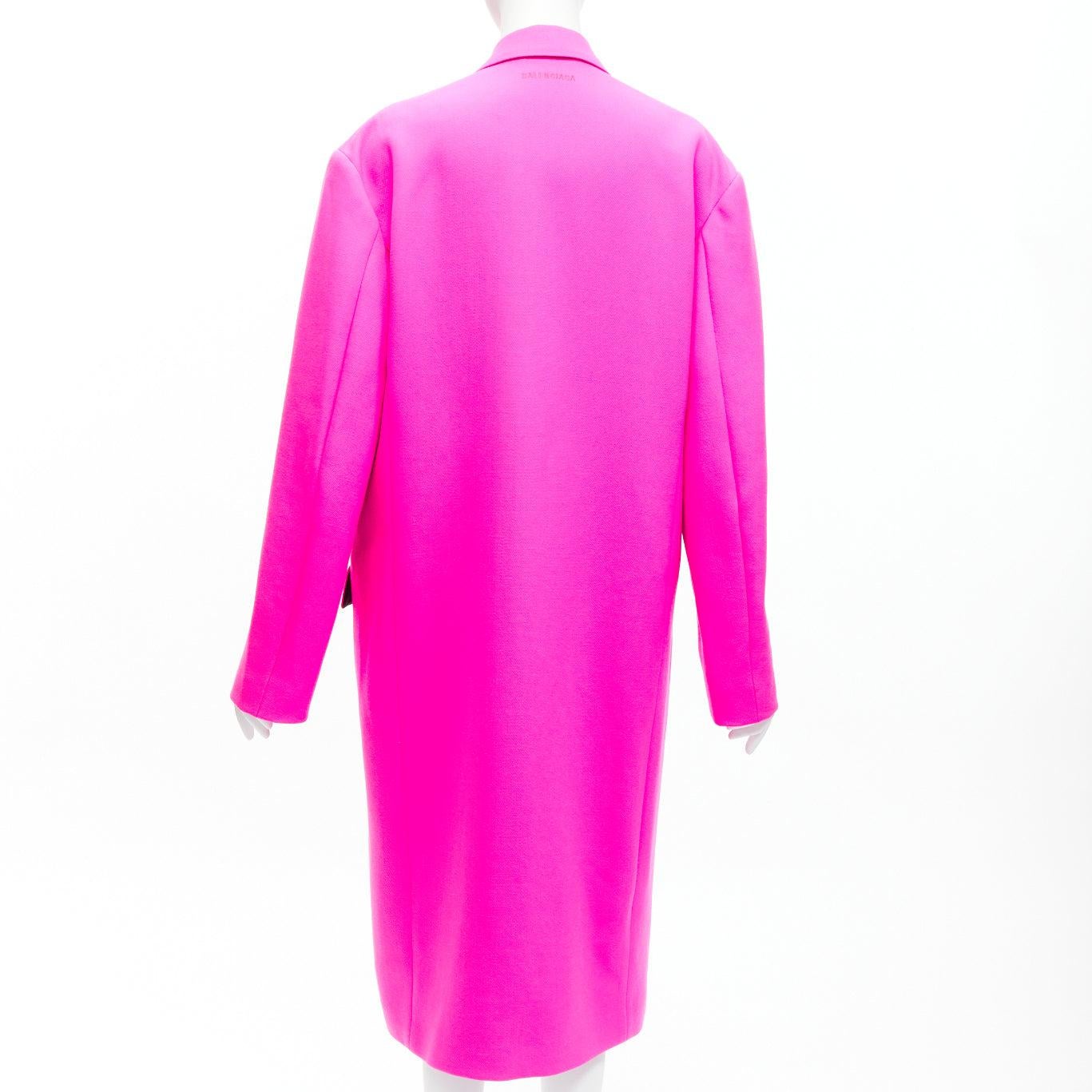 BALENCIAGA hot pink cavalry wool oversized long coat FR34 XS Hailey Beiber For Sale 1